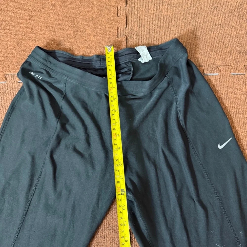 Nike Dri-FIT Women Black Running Pants Ankle Zip Reflective Athletic‎ Leggings M